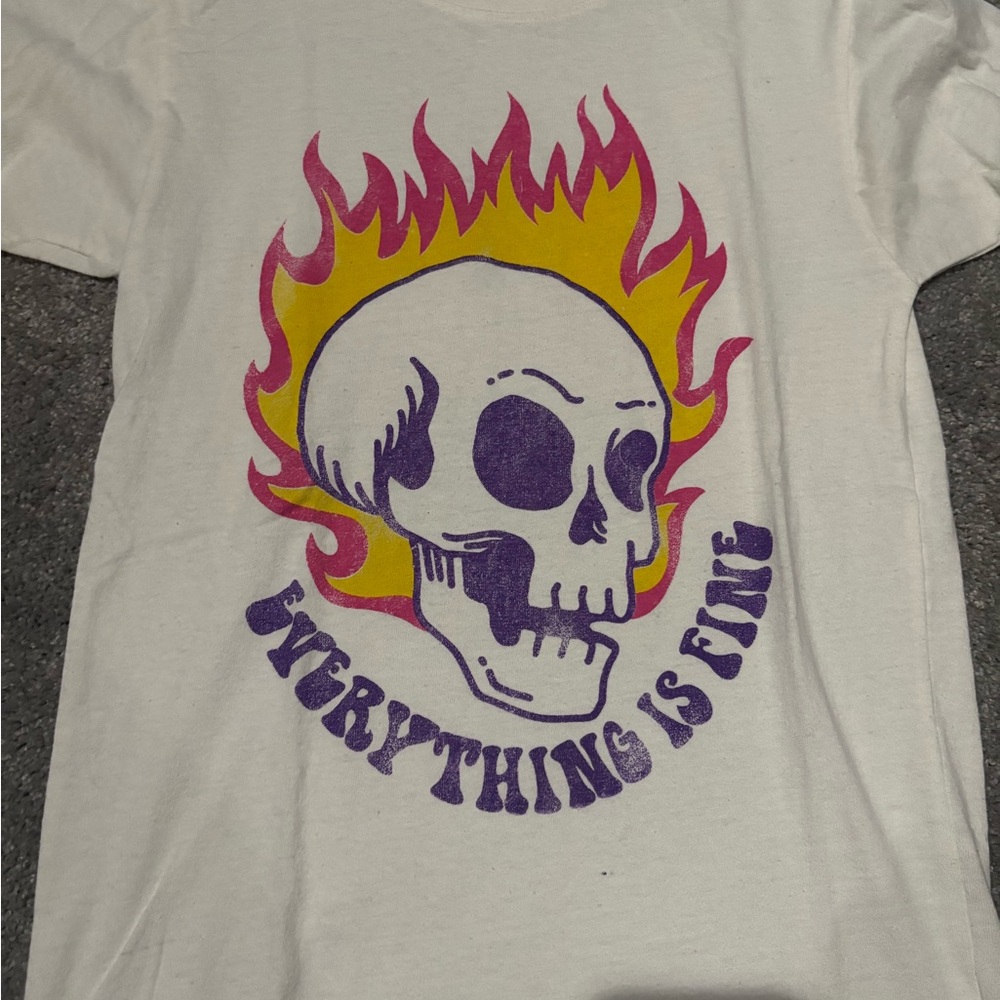 Kids Graphic Tee with Skull Design - White